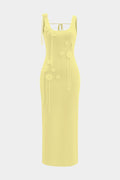 3D Çiçekli Kolsuz Tank Maxi Elbise