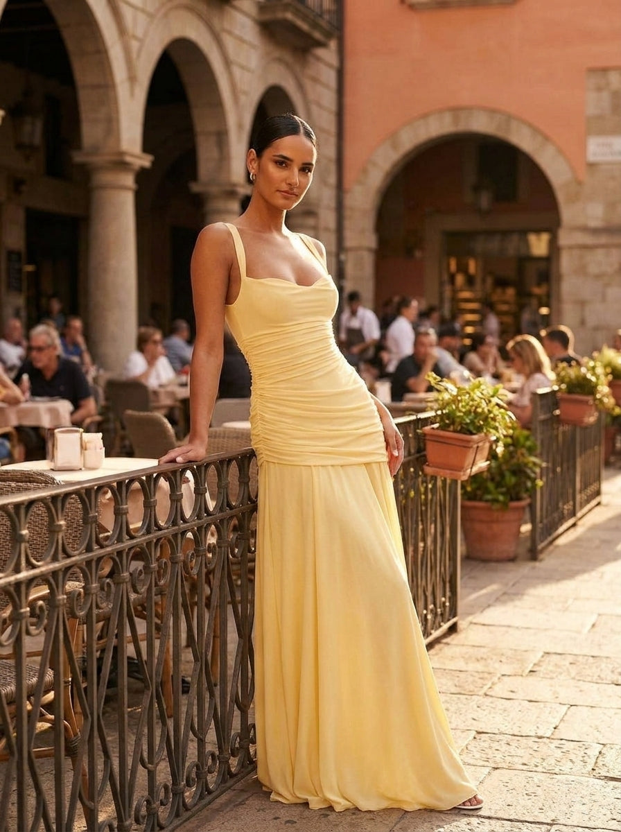 Drape Detaylı Maxi Elbise