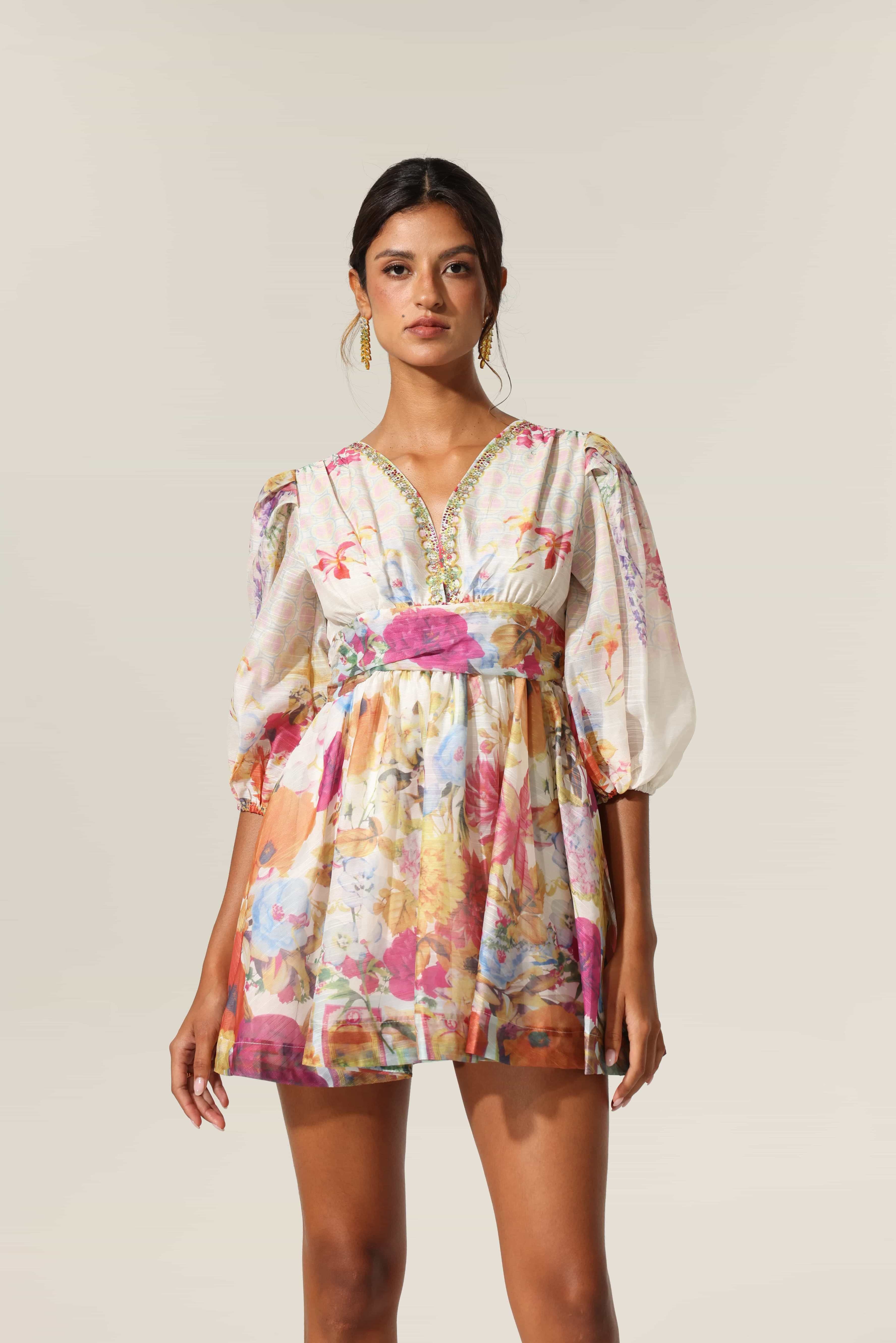 Floral Mirage Mini Elbise