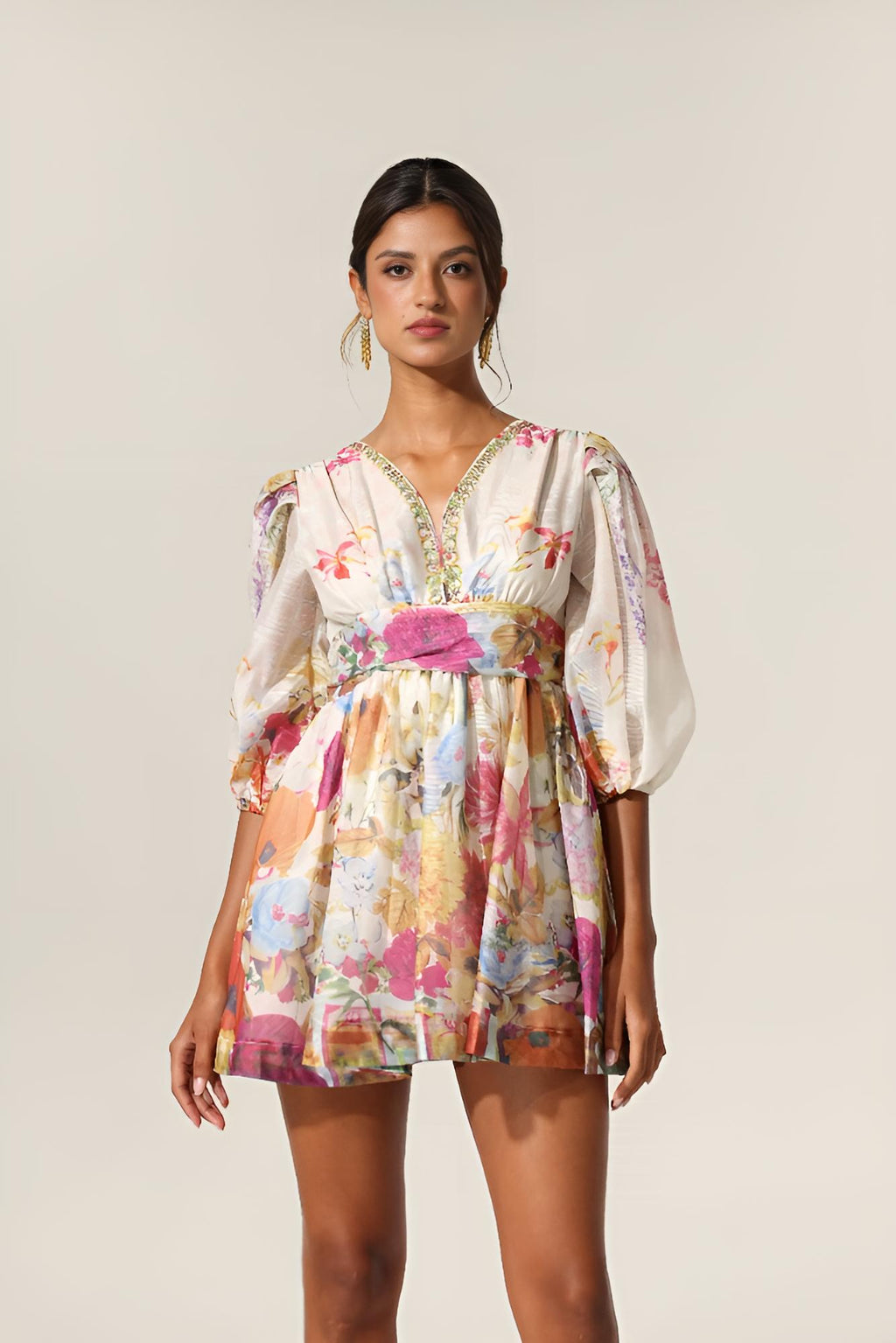 Floral Mirage Mini Elbise
