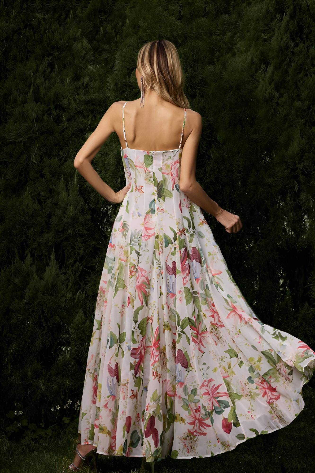 Flora Çiçek Desenli Maxi Elbise