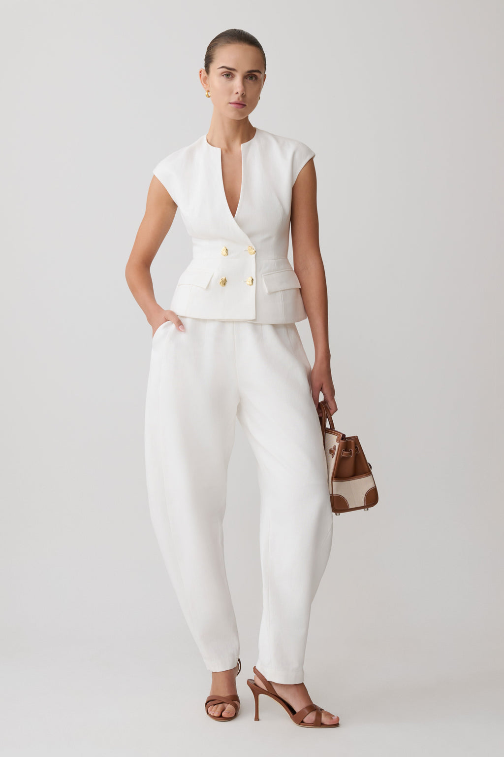 Oriana Keten Oversize Pantolon