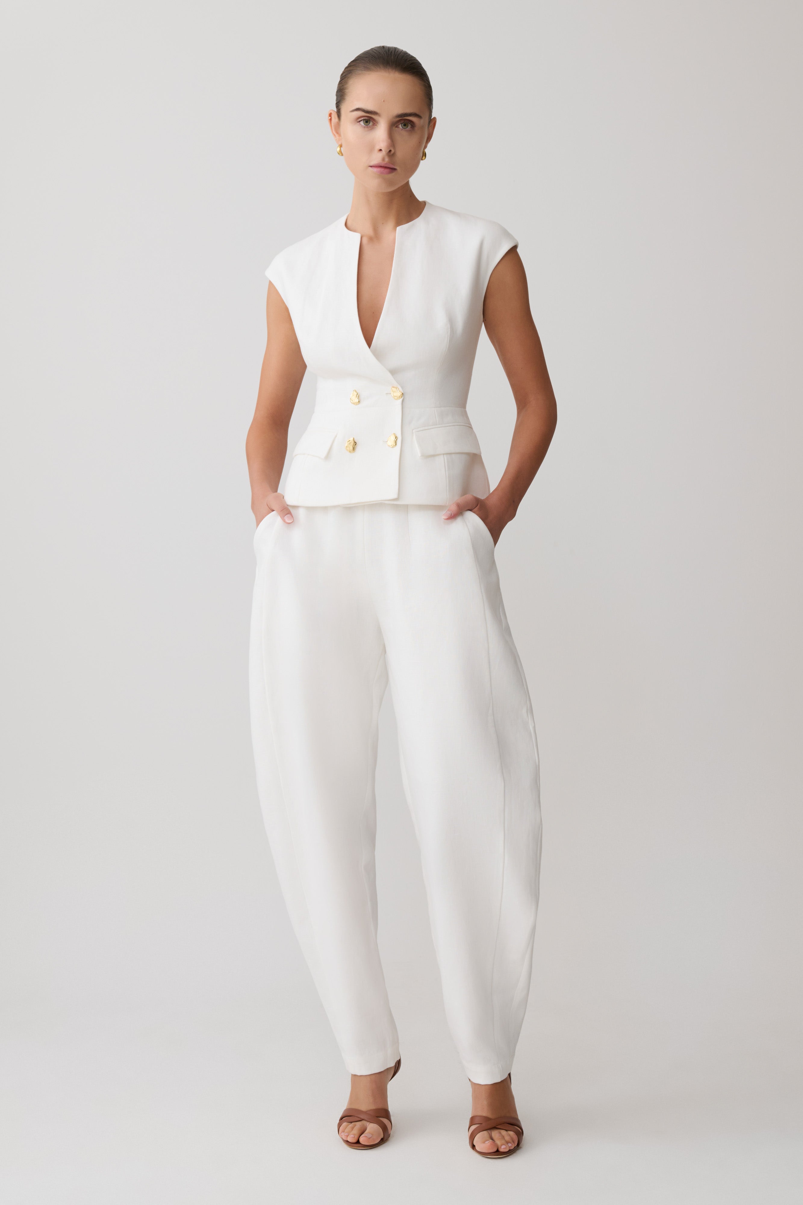 Oriana Keten Oversize Pantolon