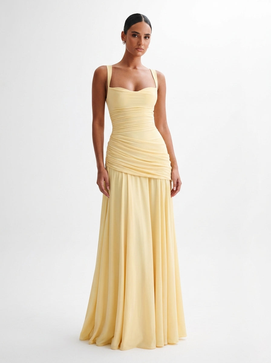 Drape Detaylı Maxi Elbise