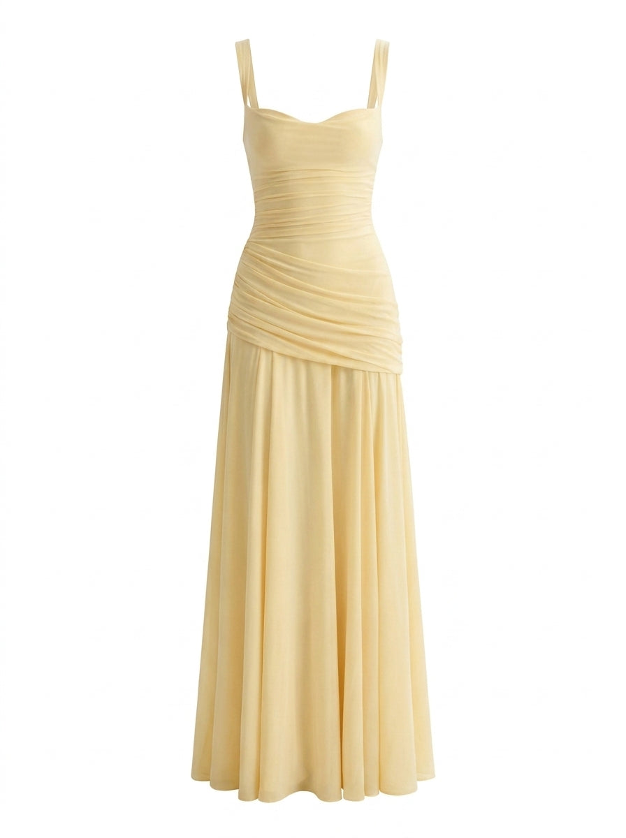Drape Detaylı Maxi Elbise