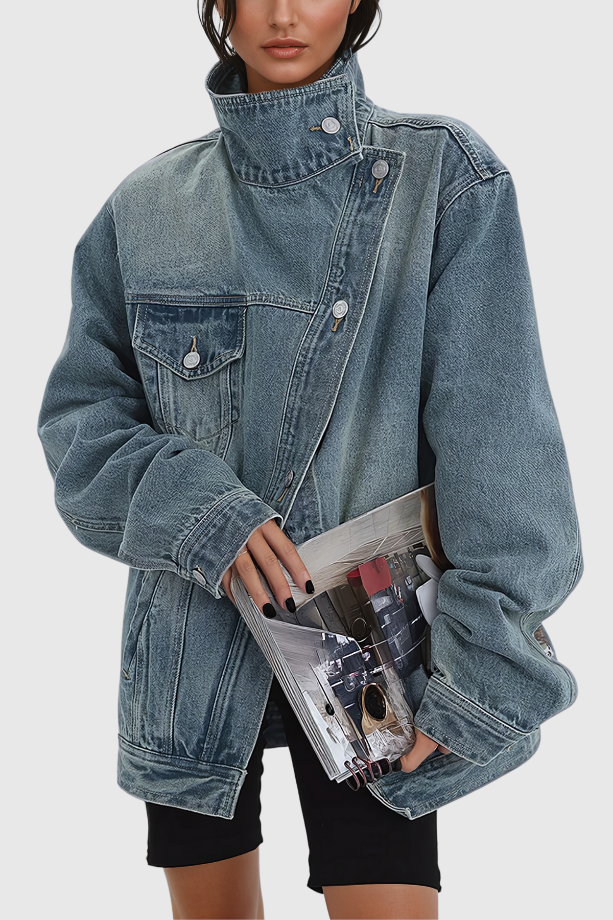 Aegle Asimetrik Denim Ceket