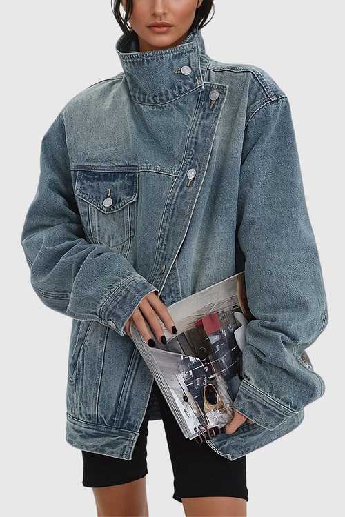 Aegle Asimetrik Denim Ceket