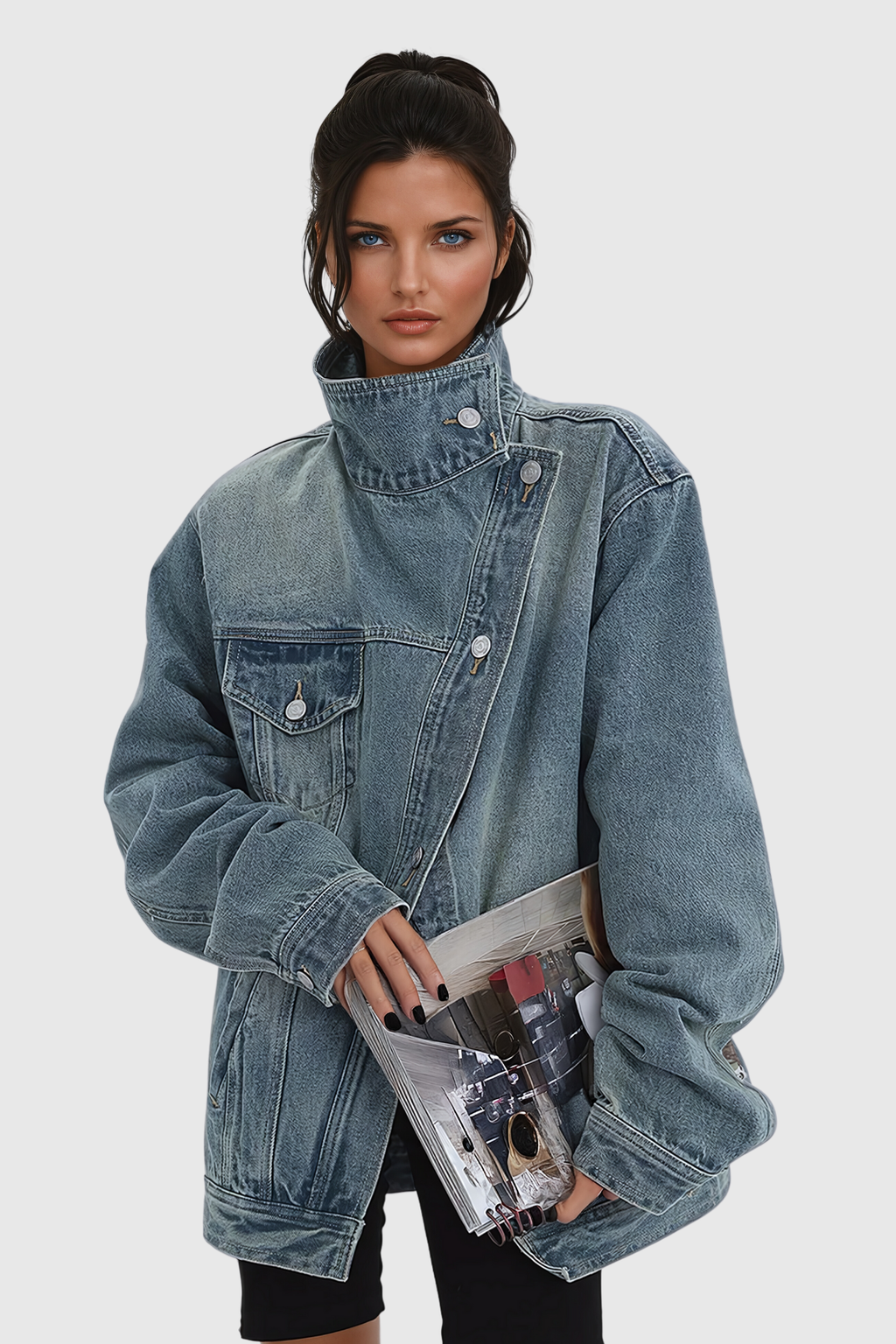 Aegle Asimetrik Denim Ceket
