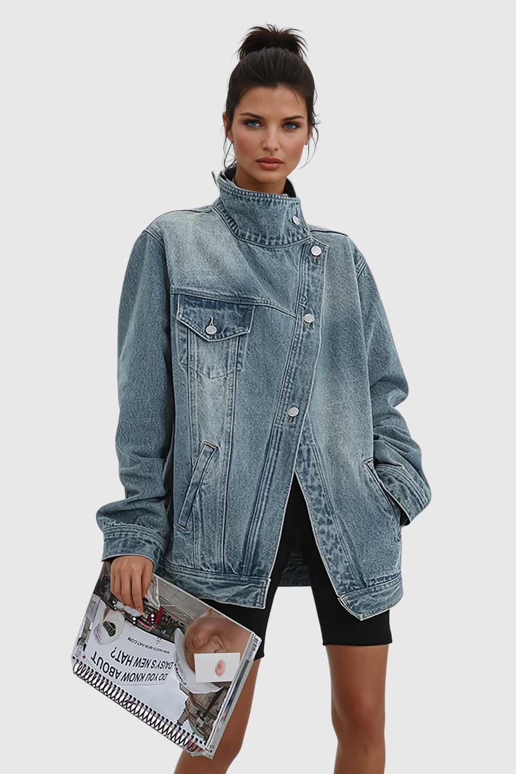 Aegle Asimetrik Denim Ceket