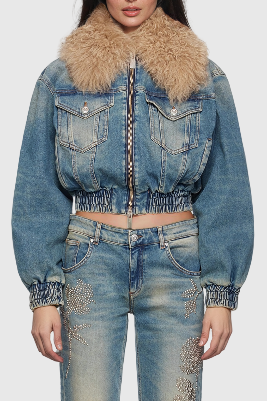 Akuna Kürk Cepli Denim Ceket