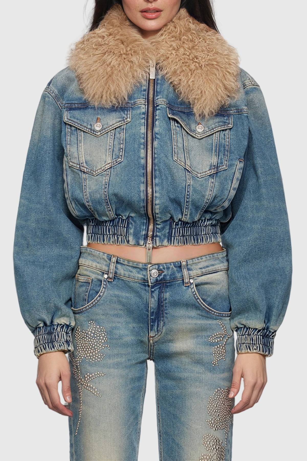 Akuna Kürk Cepli Denim Ceket