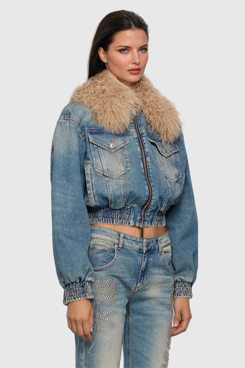 Akuna Kürk Cepli Denim Ceket