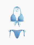Halter Üçgen Çizgili Bikini Takımı