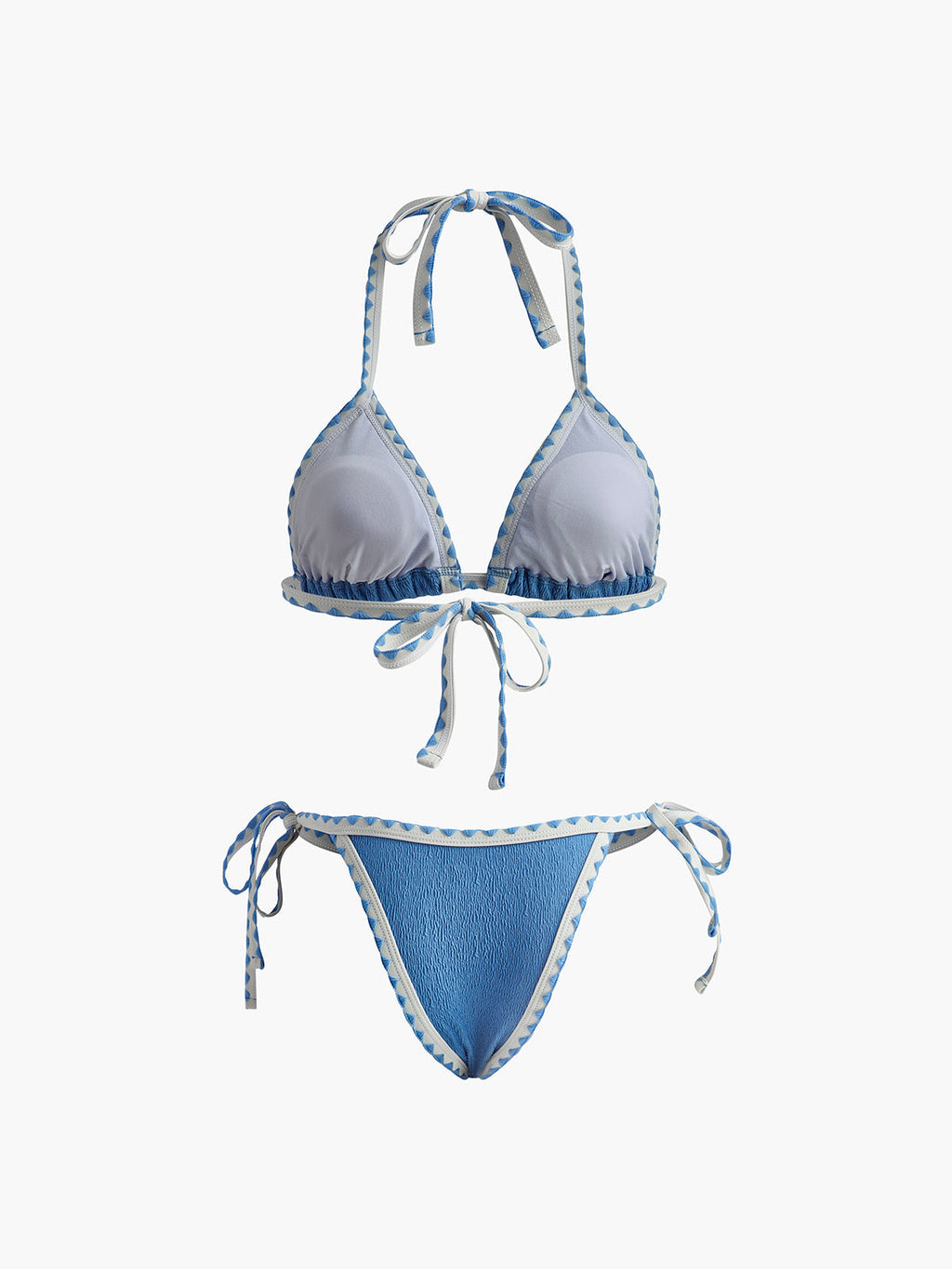 Kontrast Bağcıklı Dokulu Bikini Takımı