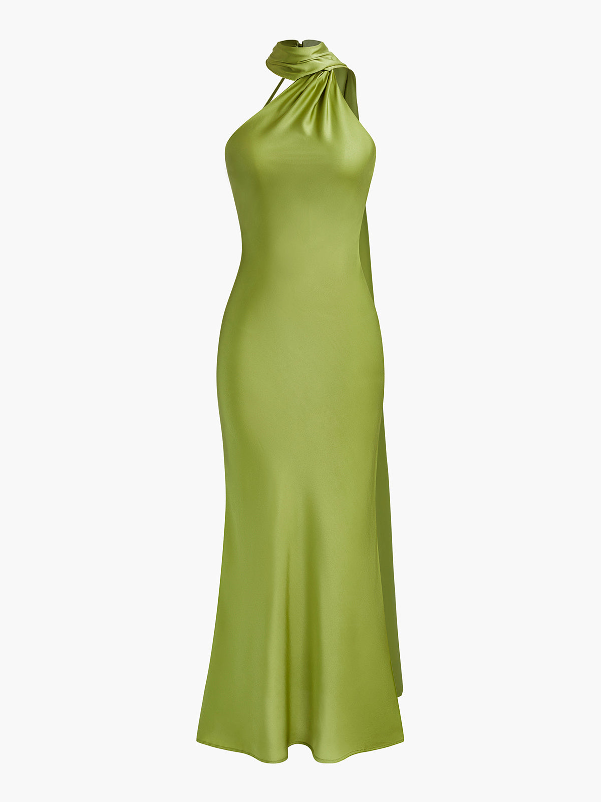 Saten Sırtı Açık Halter Elbise