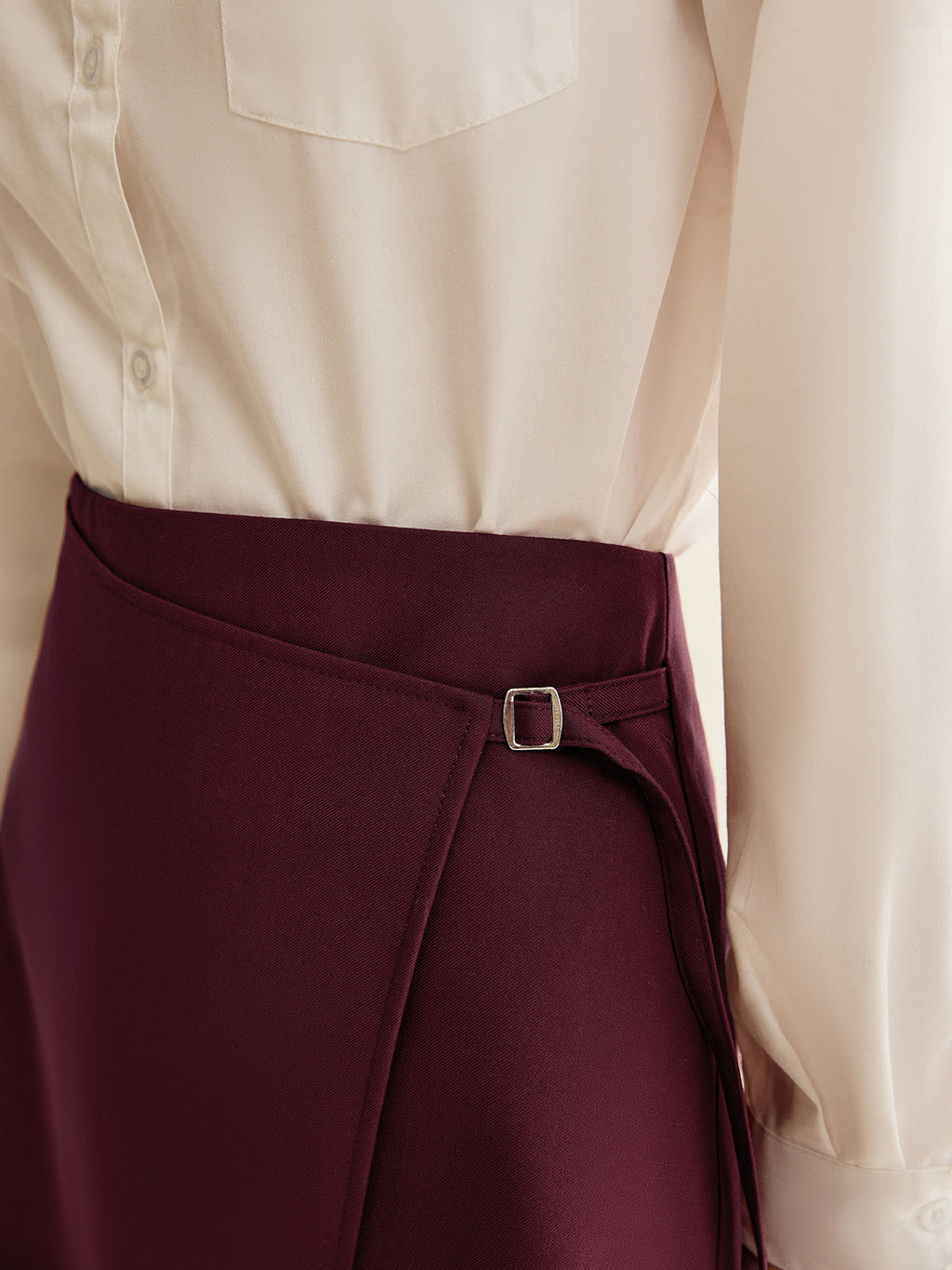 Bordo Asimetrik Mini Etek