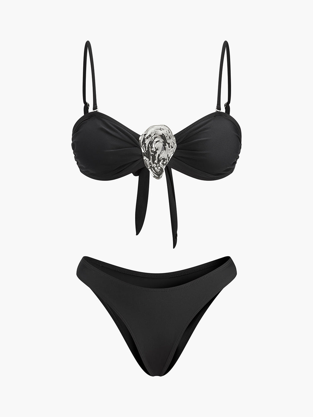 Metal Detaylı Bağlama Bikini Takımı