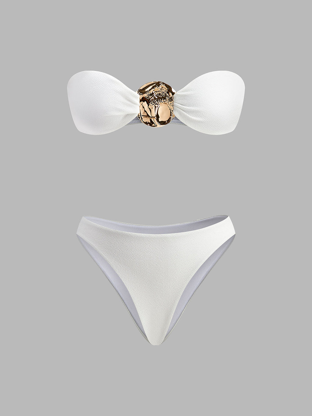 Etekli Altın Detaylı Bikini Takımı
