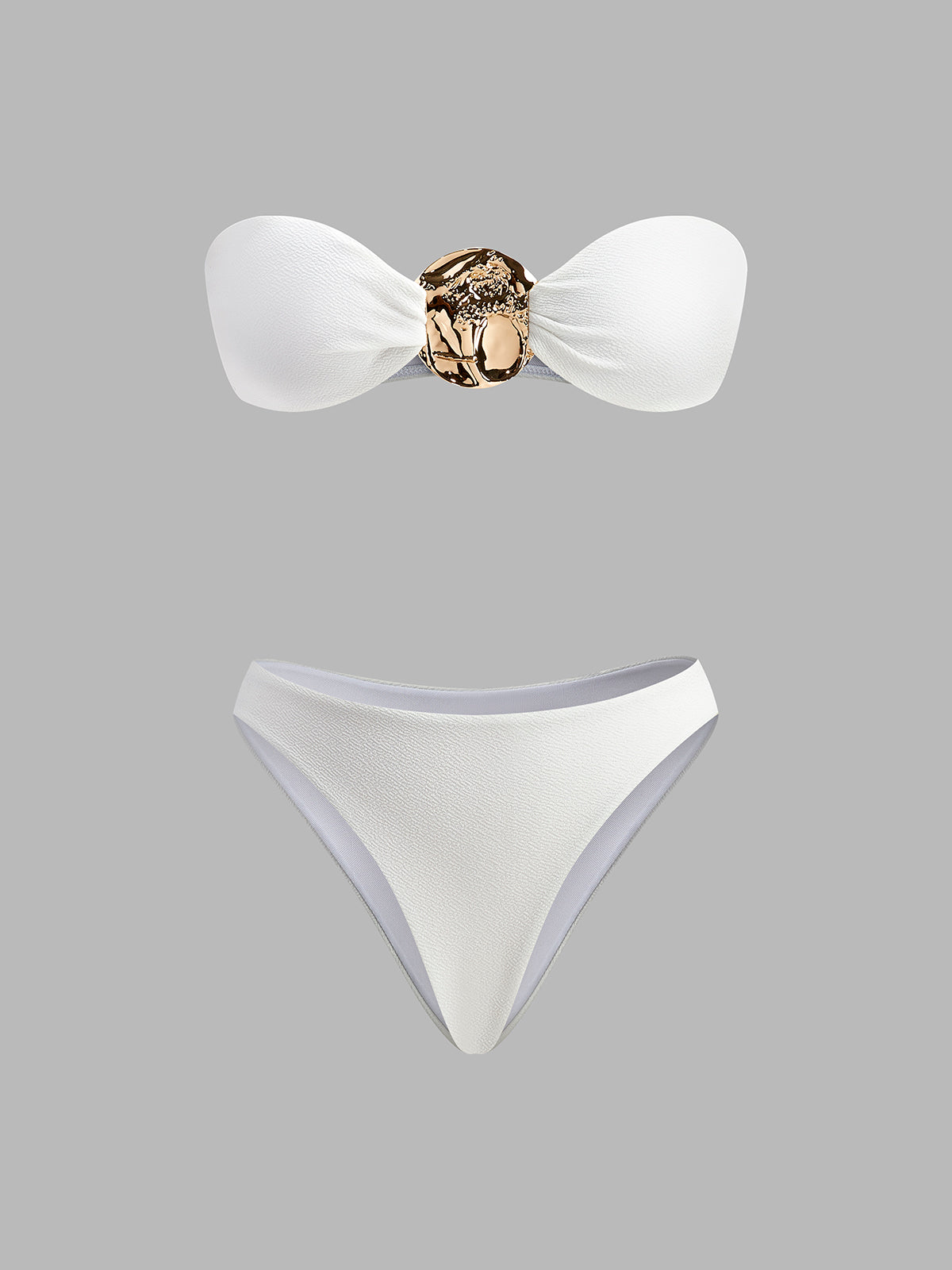 Etekli Altın Detaylı Bikini Takımı
