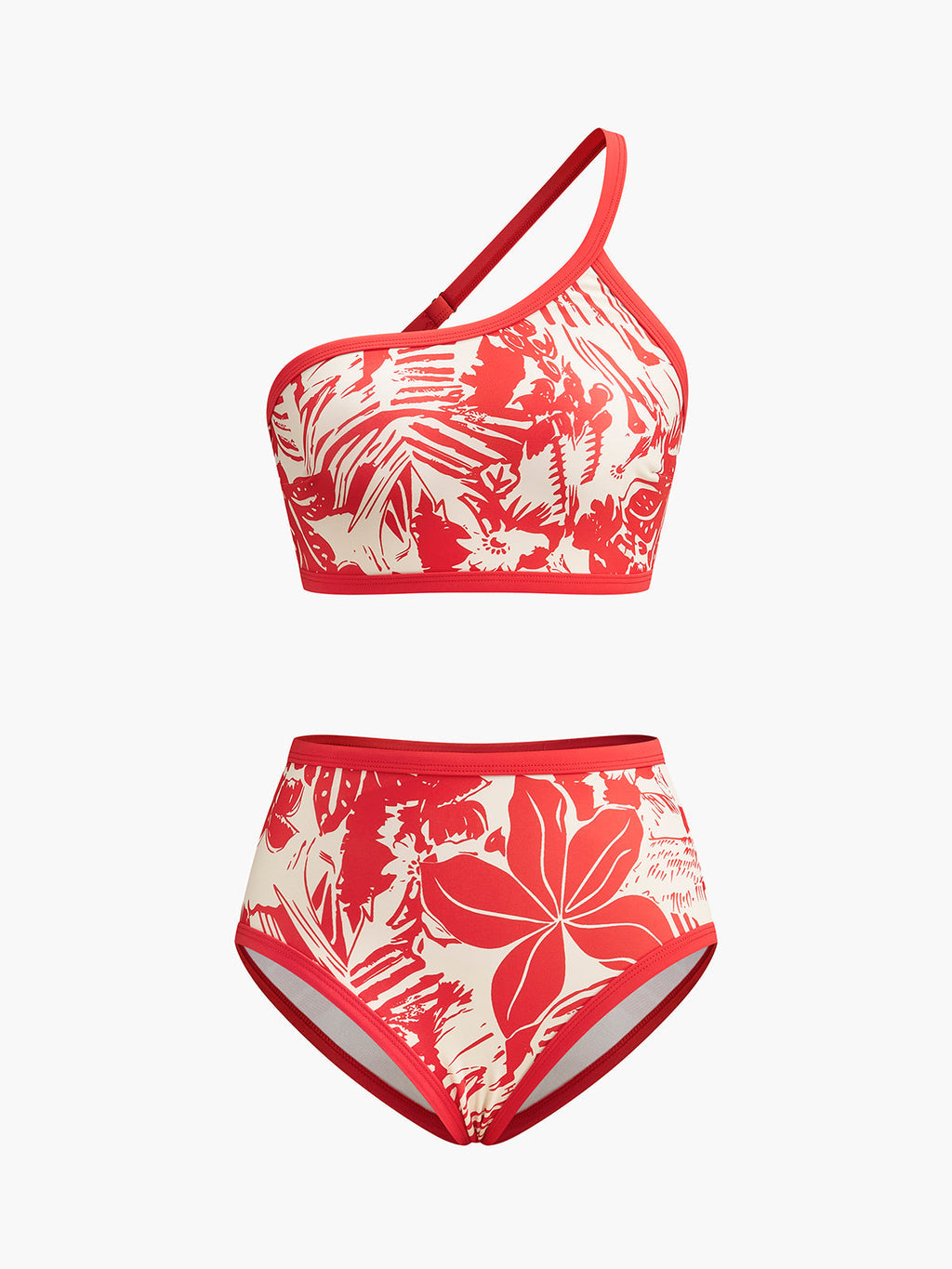 Tropikal Tek Omuzlu Bikini Takımı
