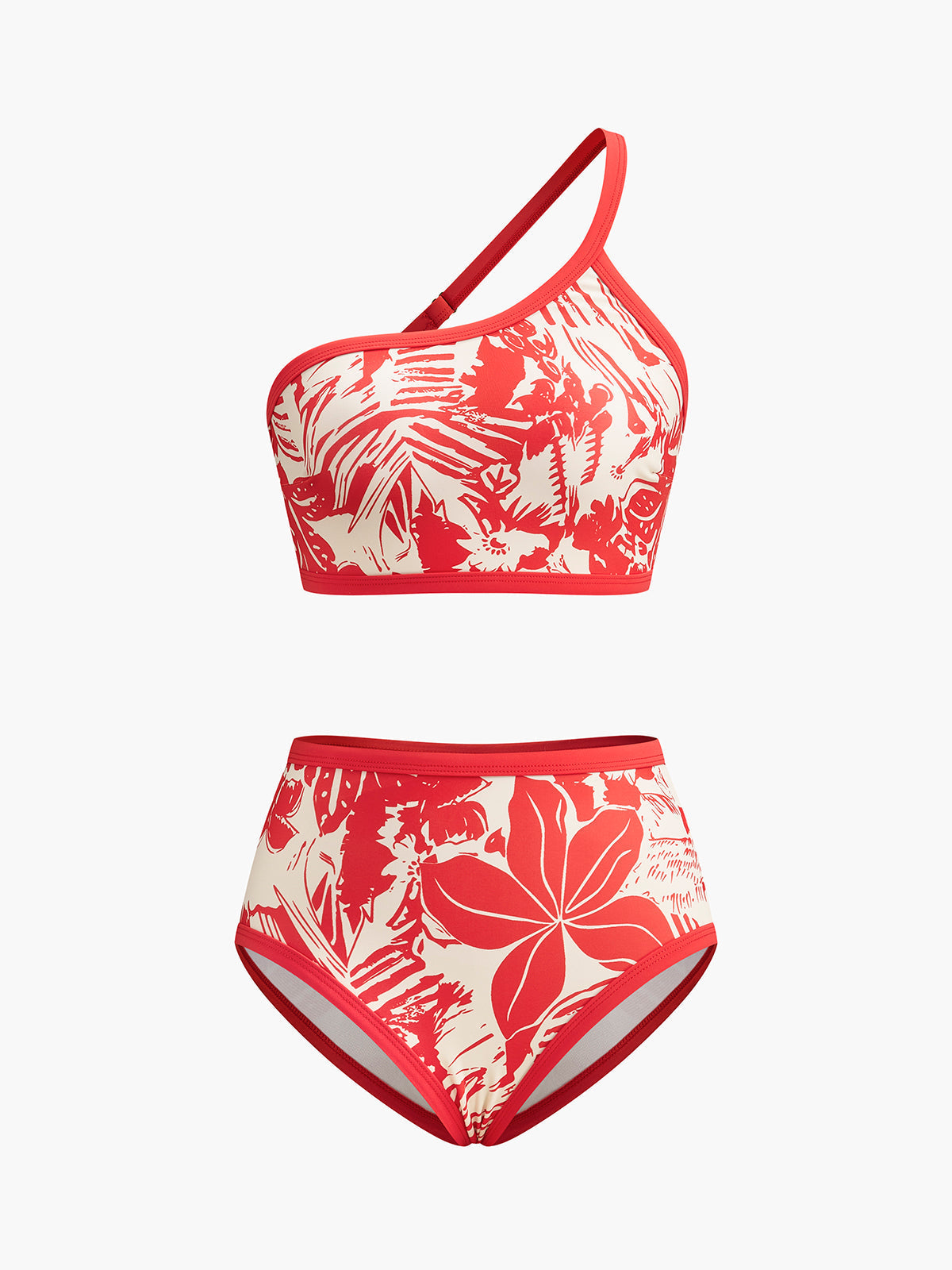 Tropikal Tek Omuzlu Bikini Takımı