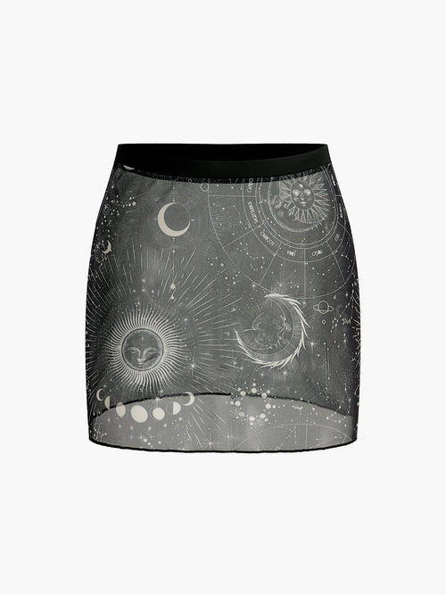 Astroloji Baskılı Etek