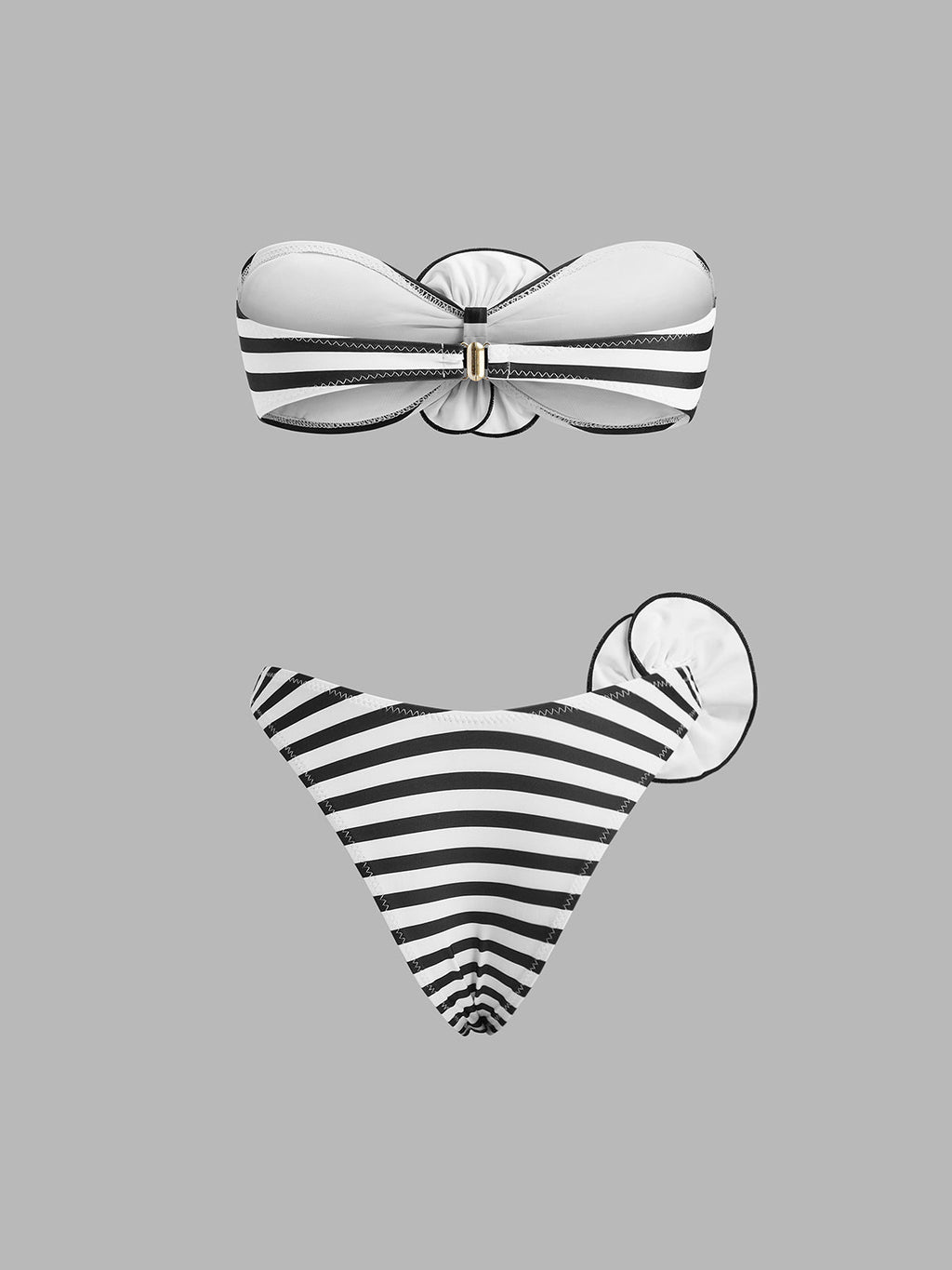 Şık Çizgili Bandeau Bikini Takımı
