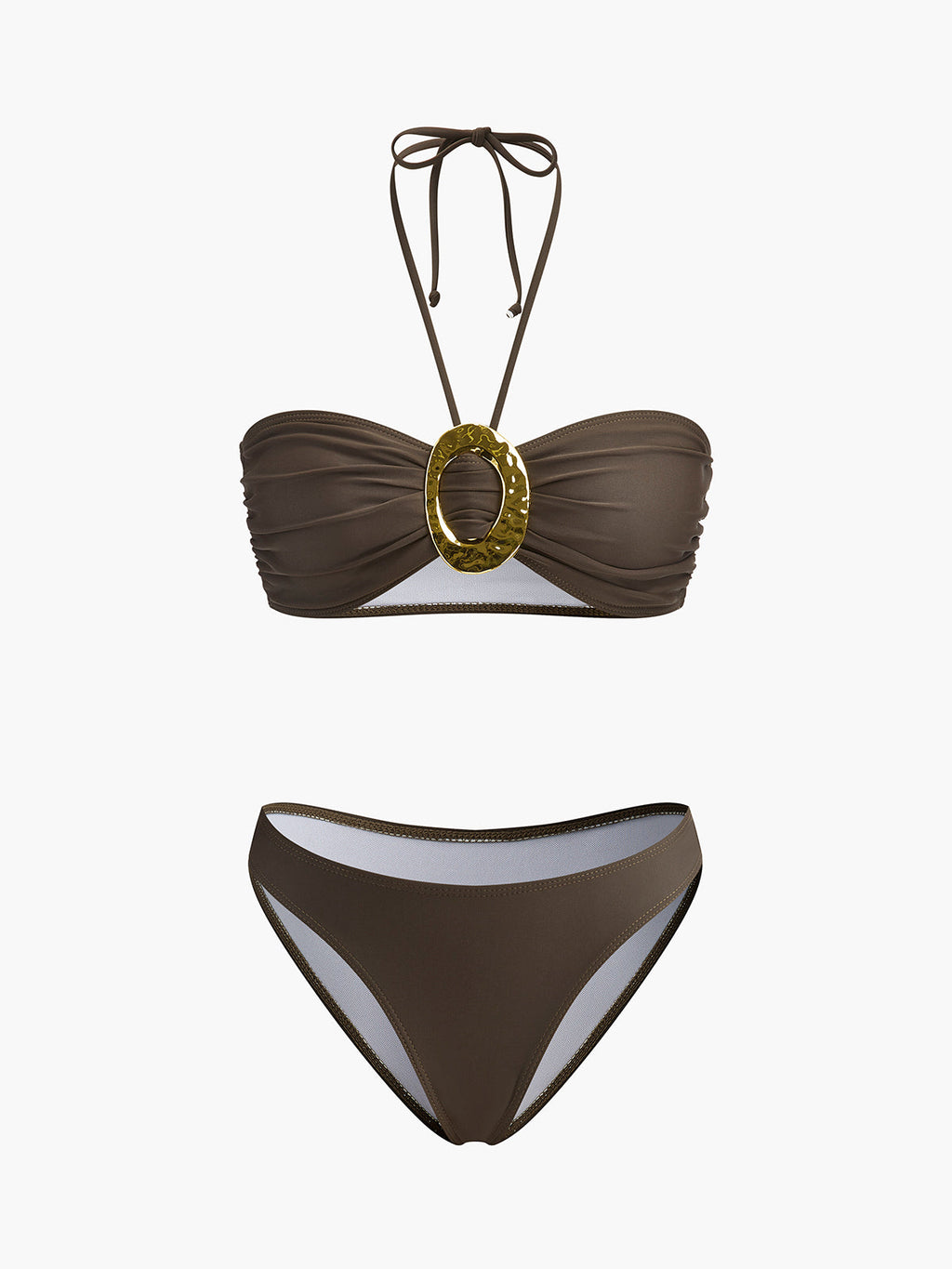 Şık Oval Toka Detay Etekli Bikini Takımı