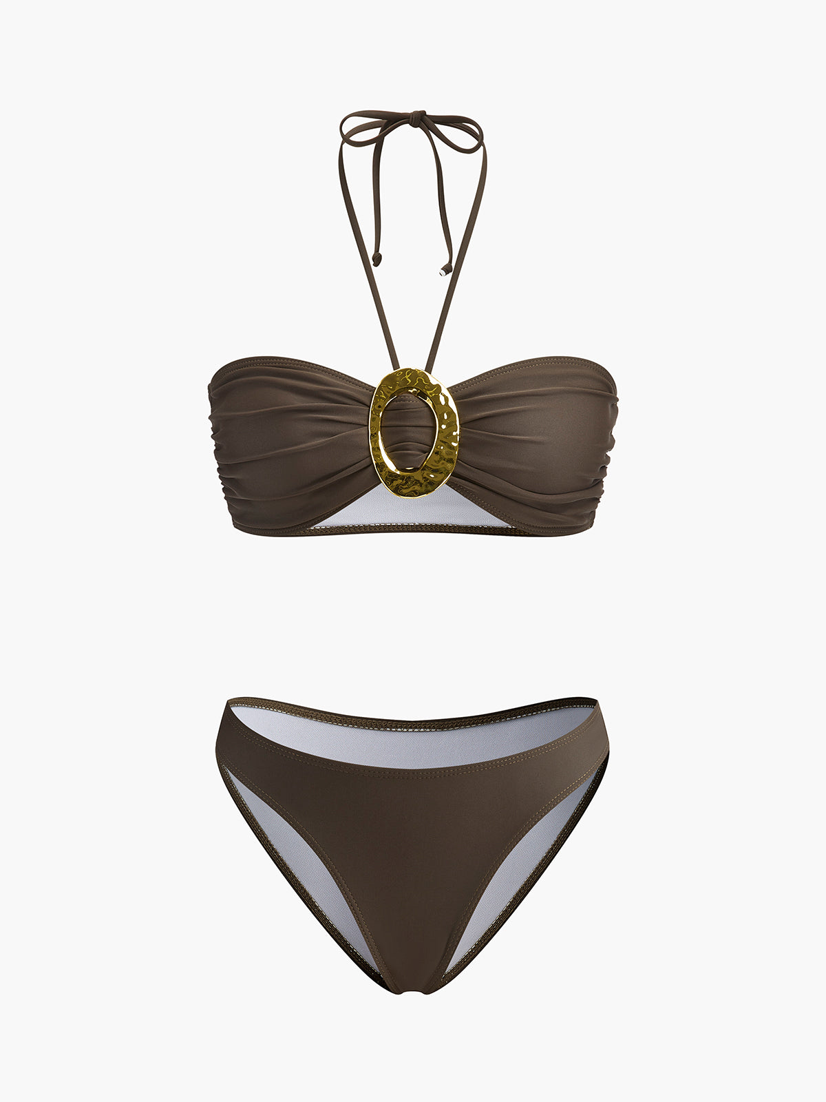 Şık Oval Toka Detay Etekli Bikini Takımı