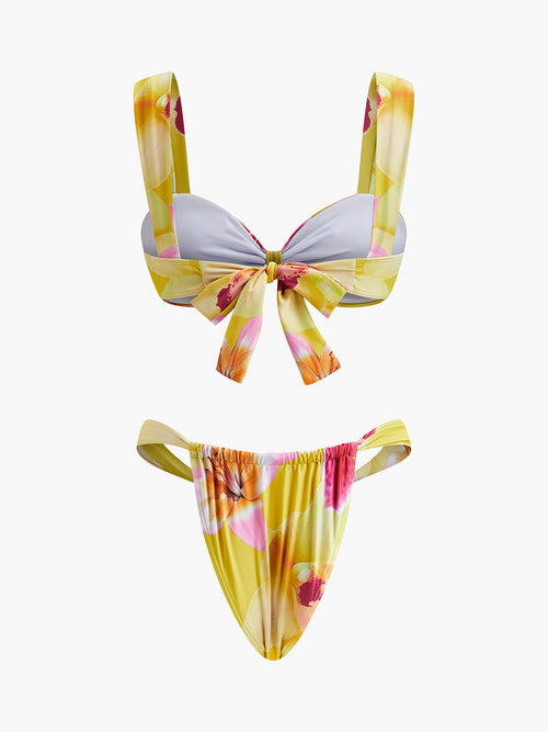 Çiçek Desenli Jarse Bikini Takımı - Yaz Stilini Kucaklayın!