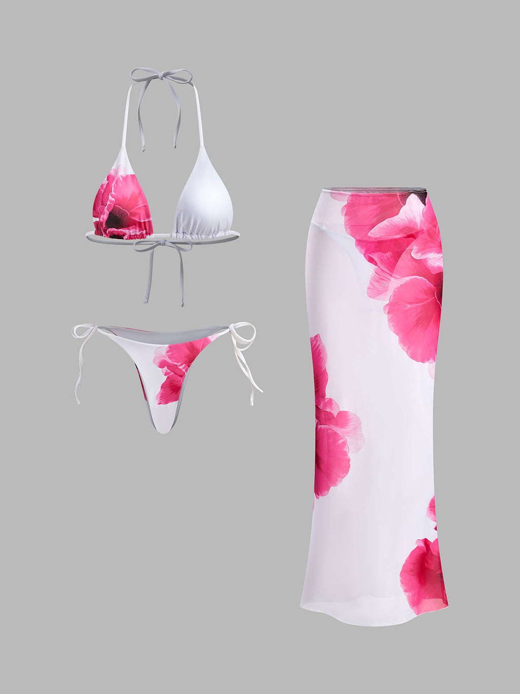 Cazip Çiçekli Etekli Bikini Seti