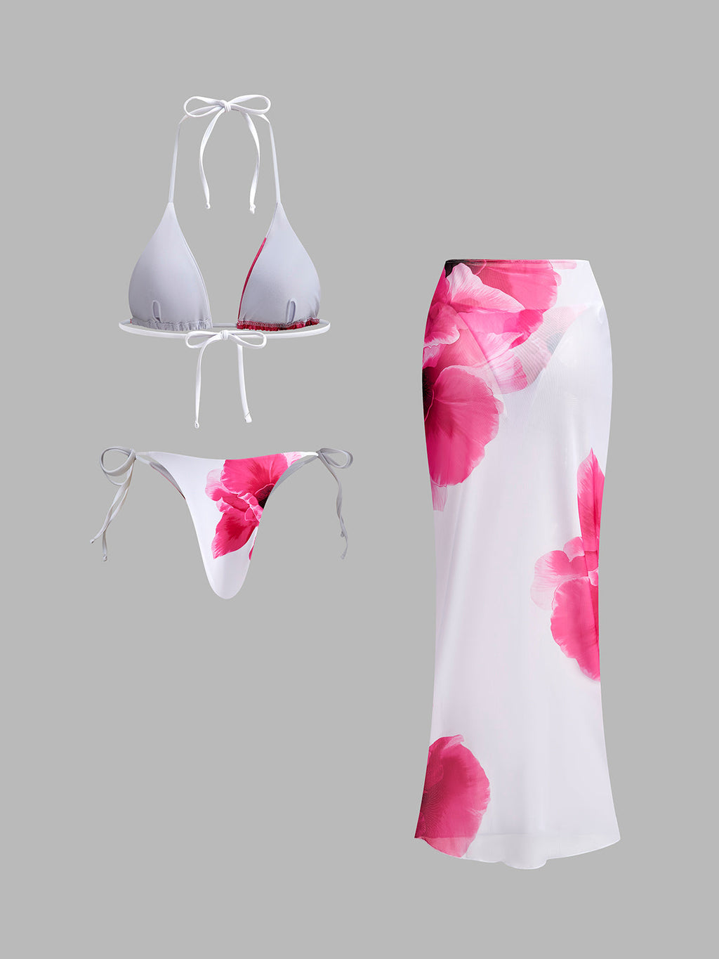 Cazip Çiçekli Etekli Bikini Seti