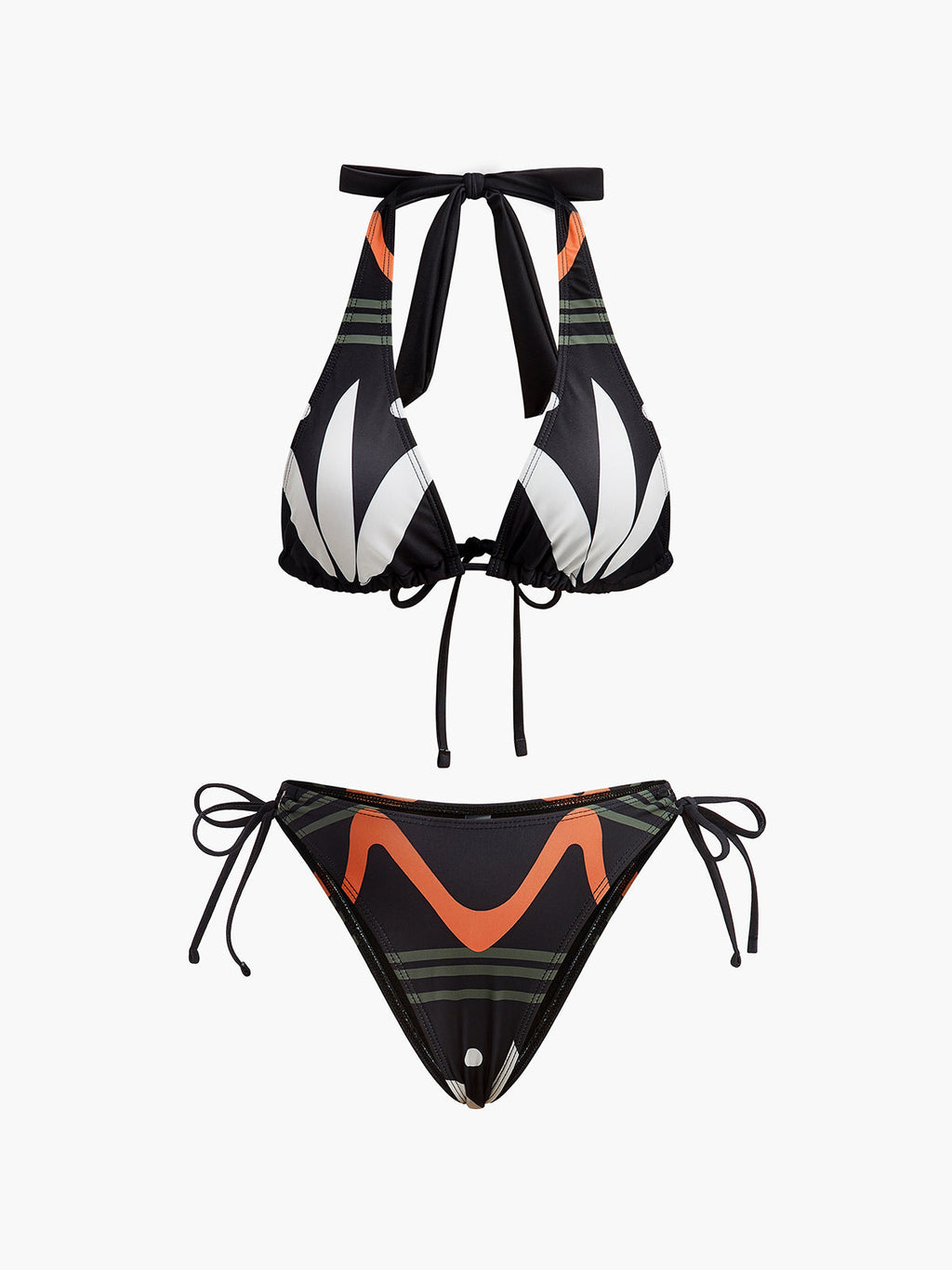 Şık Halter Yaka Bağcıklı Bikini Takımı