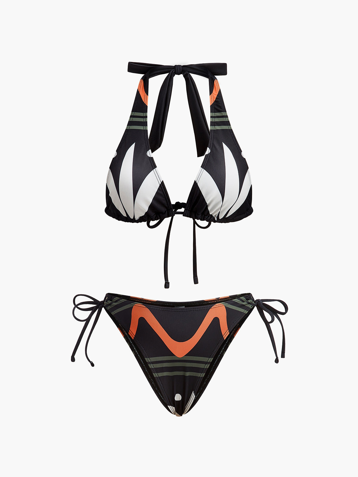 Şık Halter Yaka Bağcıklı Bikini Takımı
