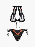 Şık Halter Yaka Bağcıklı Bikini Takımı