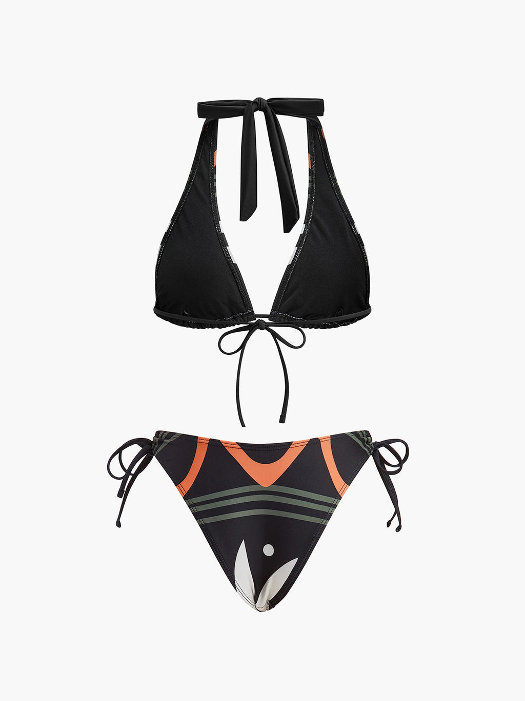 Şık Halter Yaka Bağcıklı Bikini Takımı