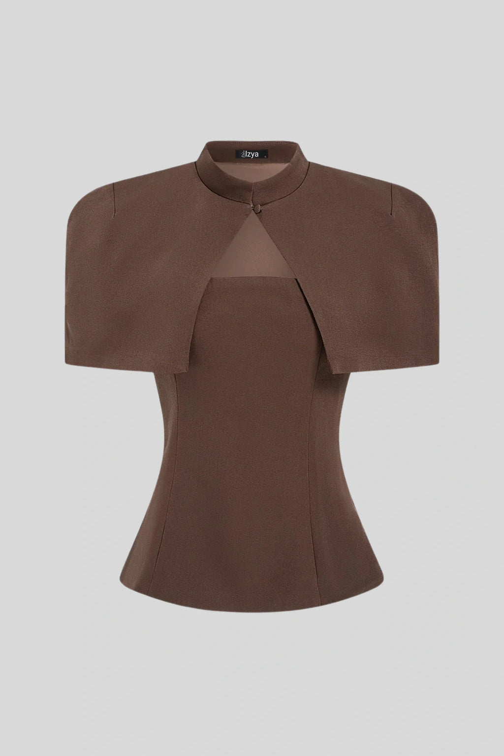 Pelerin Kollu Anahtar Deliği Detaylı Peplum Üst
