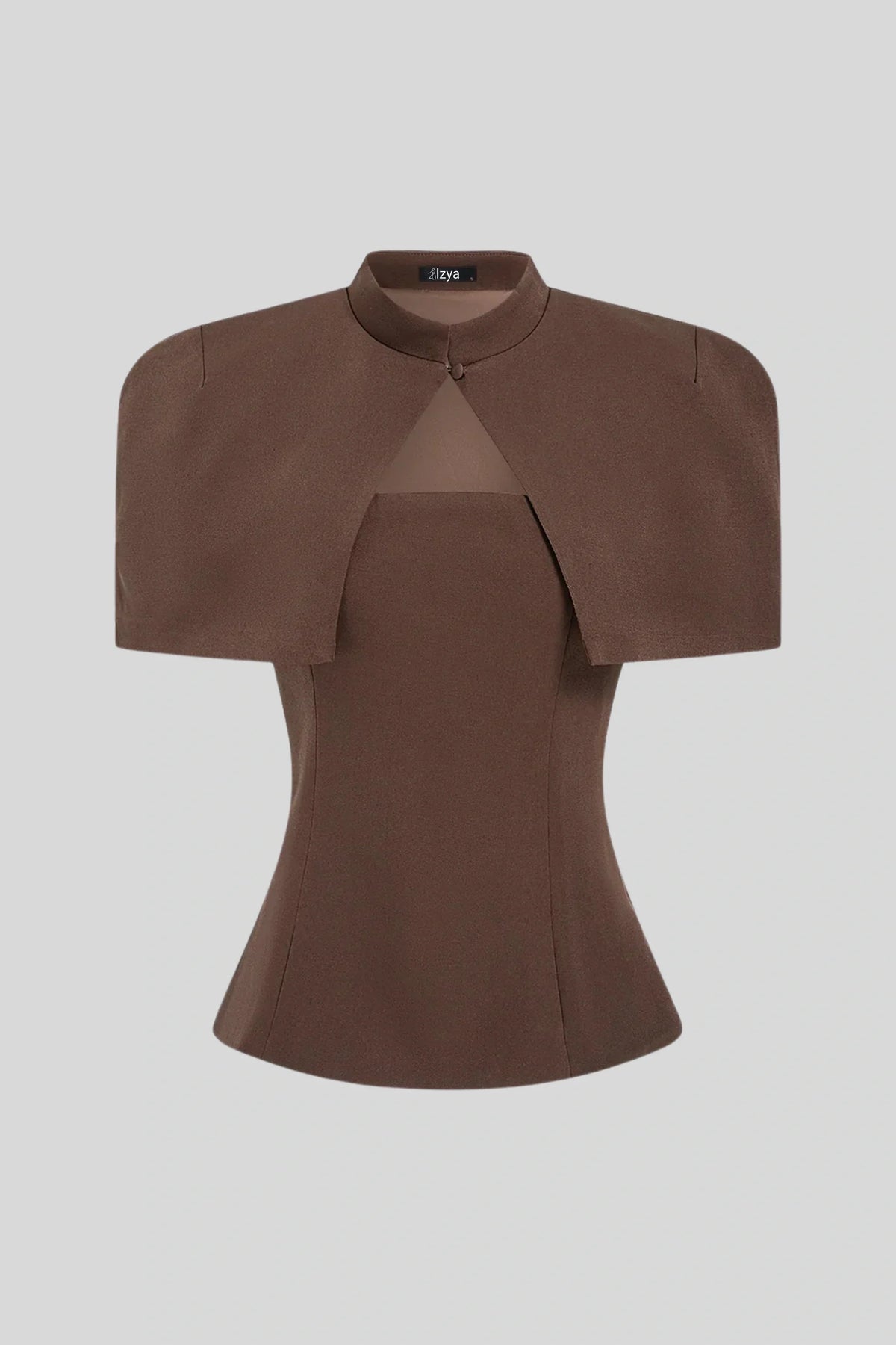 Pelerin Kollu Anahtar Deliği Detaylı Peplum Üst