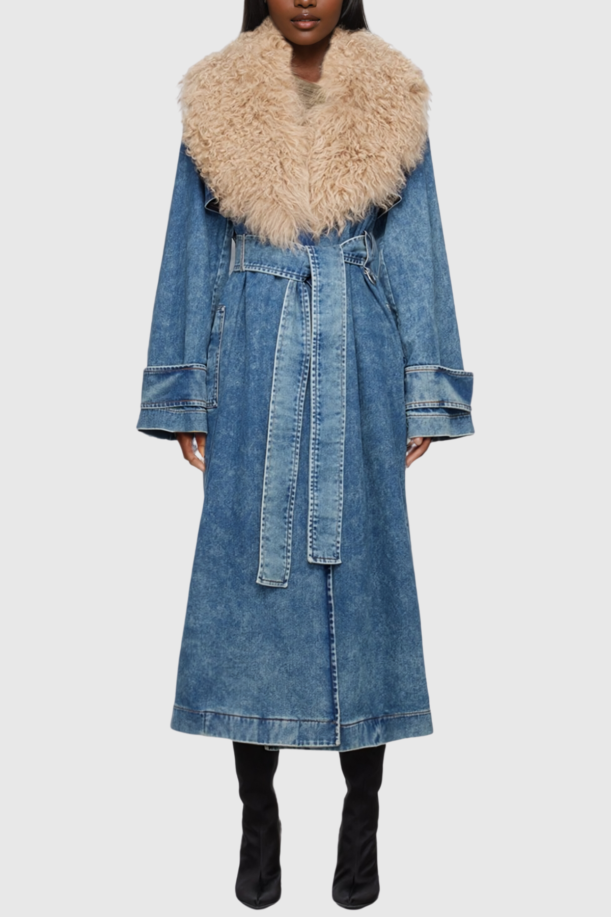 Everly Kürk Yaka Denim Mont