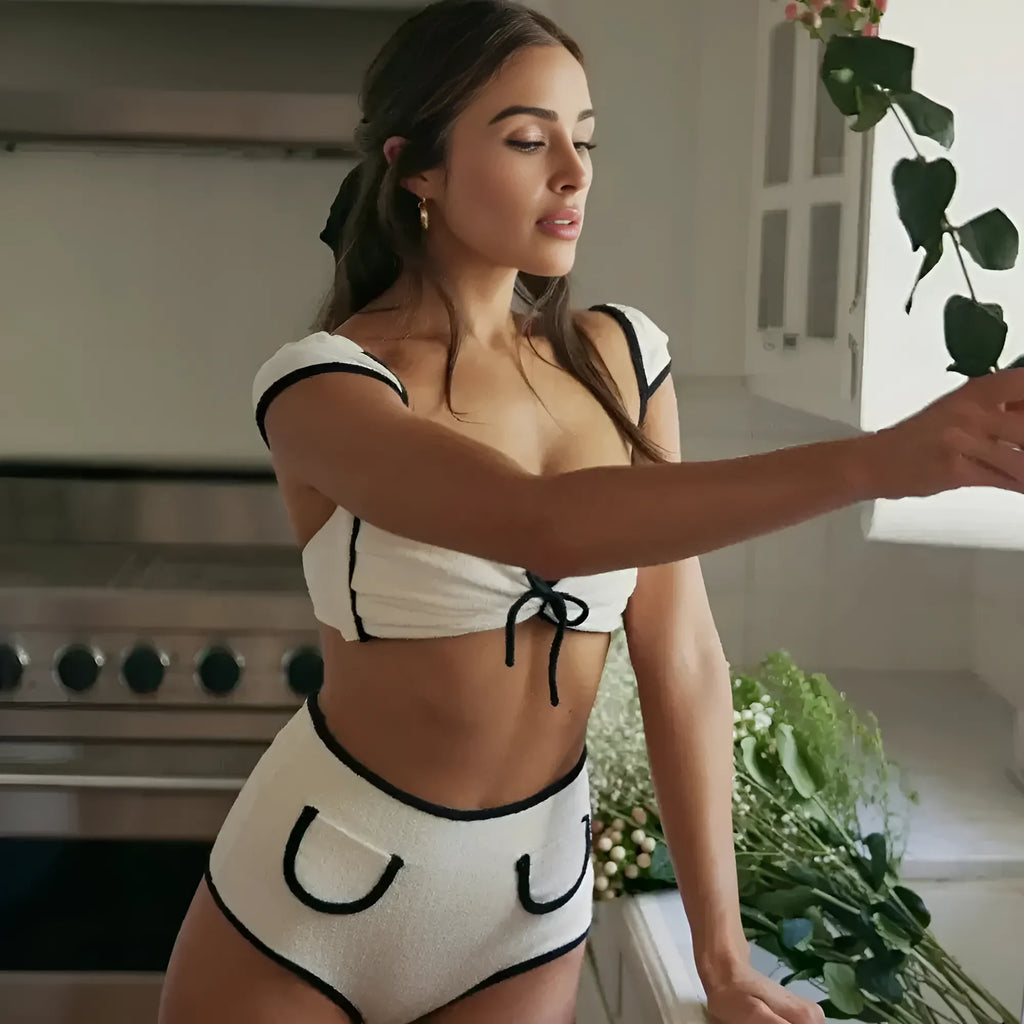 Nervürlü Yüksek Kesim Bikini Takımı