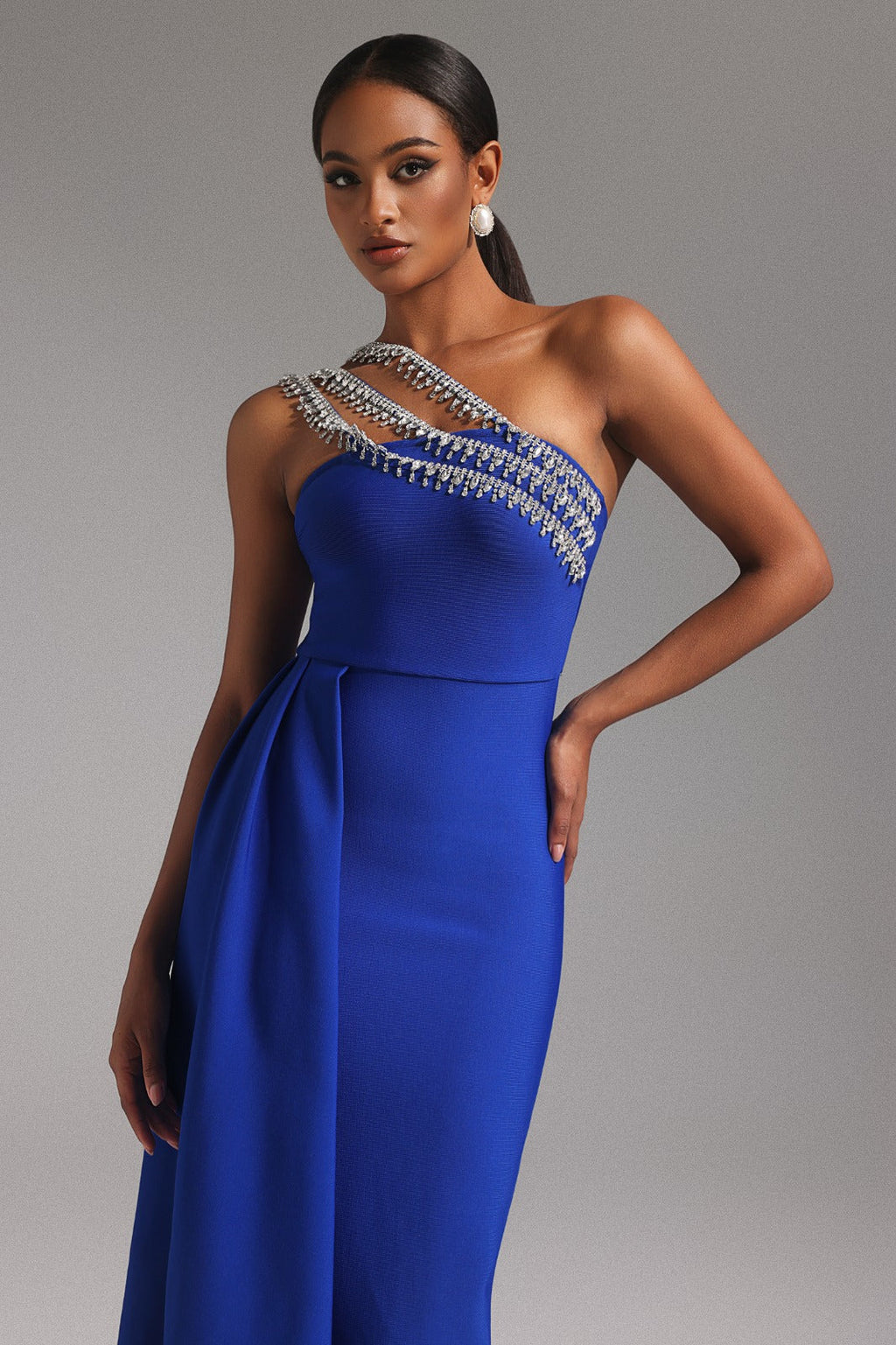 Azure Drapeli Midi Elbise