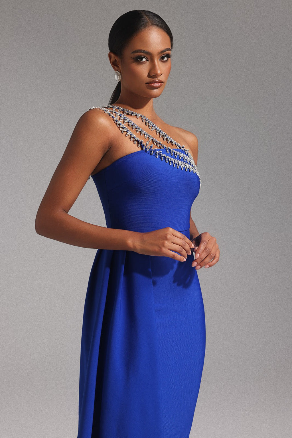 Azure Drapeli Midi Elbise