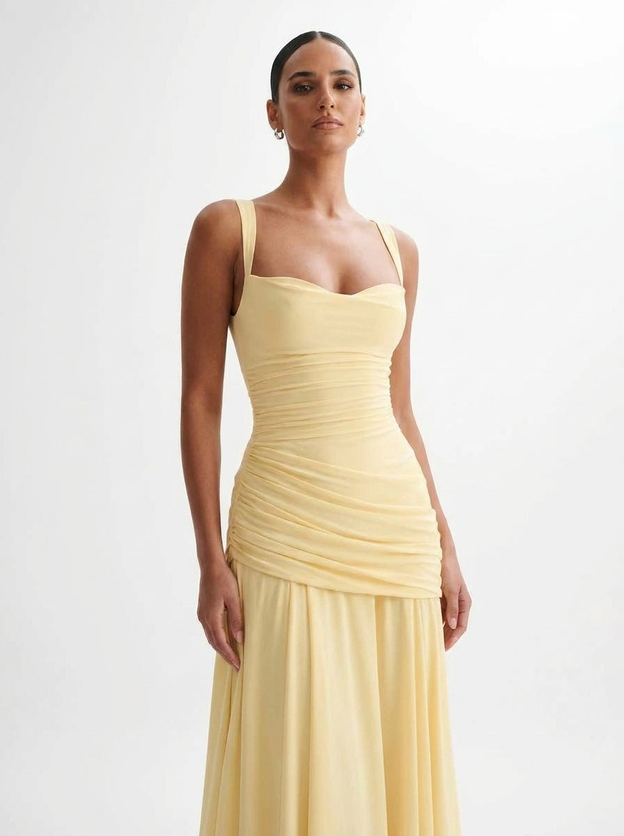 Drape Detaylı Maxi Elbise