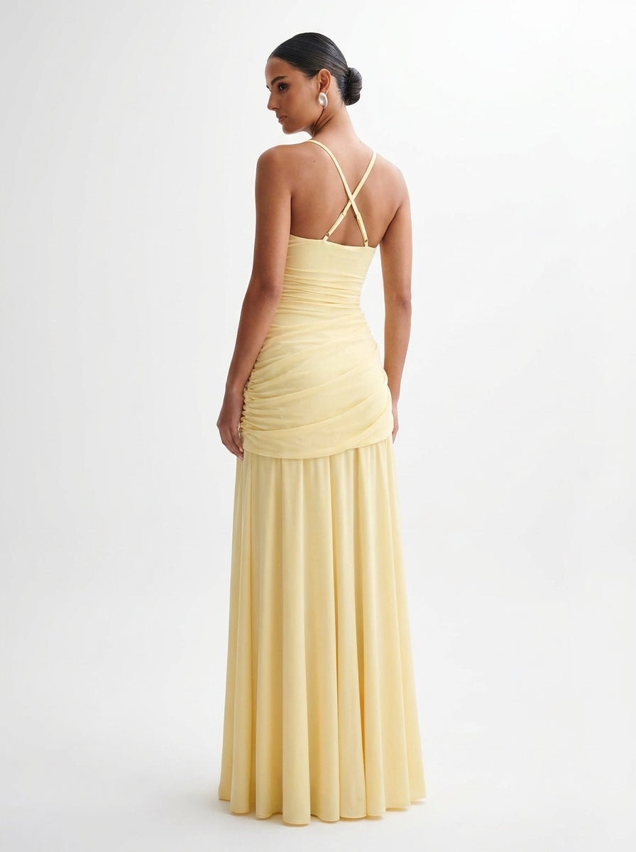 Drape Detaylı Maxi Elbise