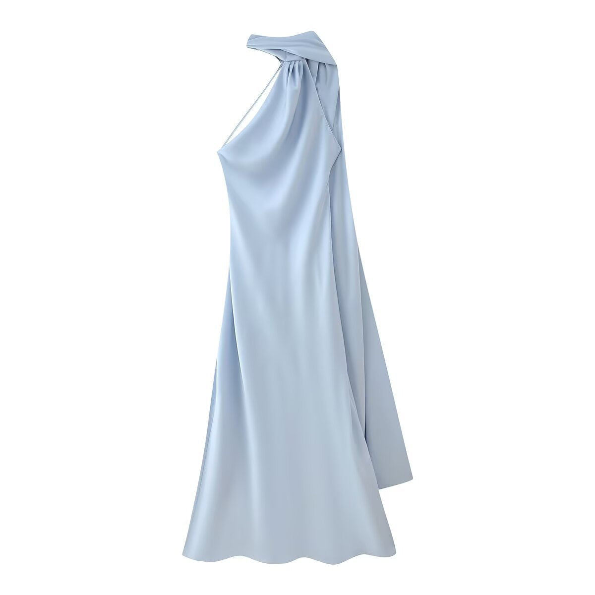 Saten Sırtı Açık Halter Elbise