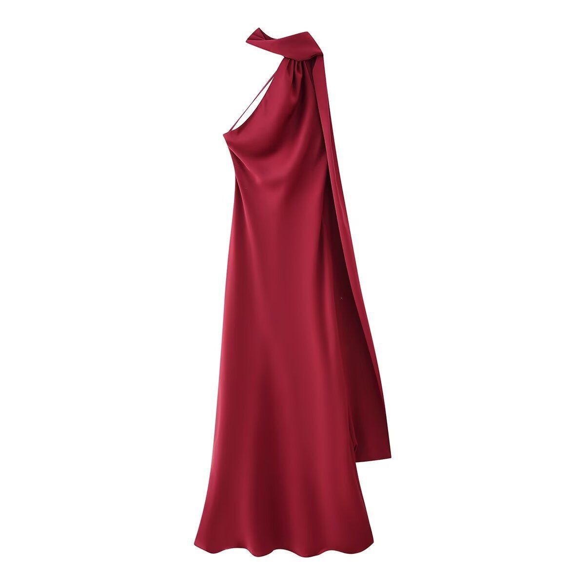 Saten Sırtı Açık Halter Elbise