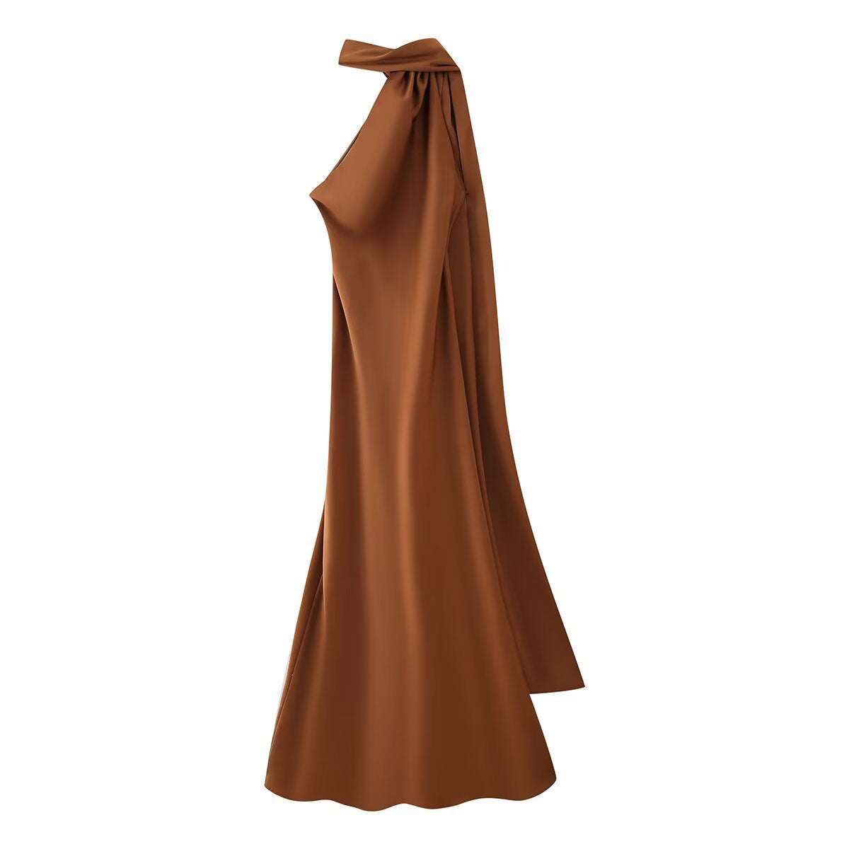 Saten Sırtı Açık Halter Elbise