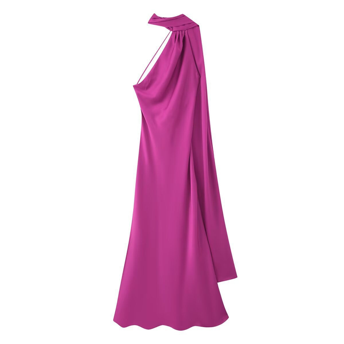 Saten Sırtı Açık Halter Elbise