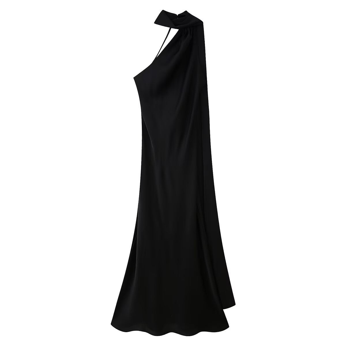 Saten Sırtı Açık Halter Elbise