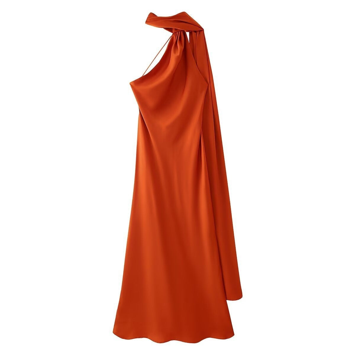Saten Sırtı Açık Halter Elbise